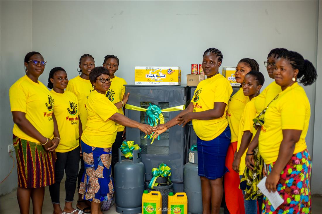 WomenNow group gathered for an equipment handover