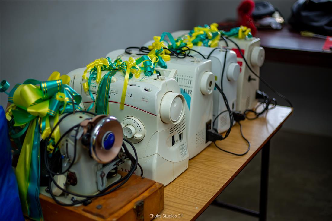 Sewing machines arranged for equipment support